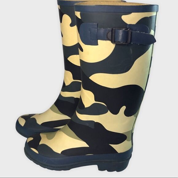 Mini Boden Blue Camo Rubber Wellington Boots US size 3 UE size 35 - Picture 7 of 8
